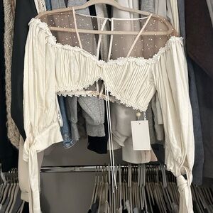 For love and lemons long sleeve mesh top size S NWT